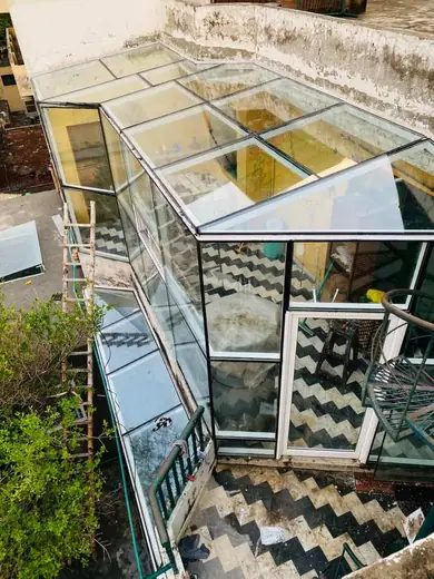 Glass canopy skylight project top view