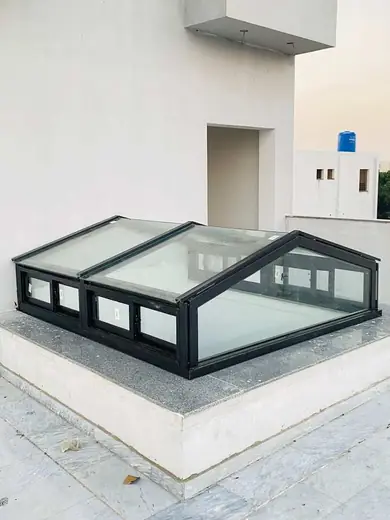 Black frame glass skylight roof