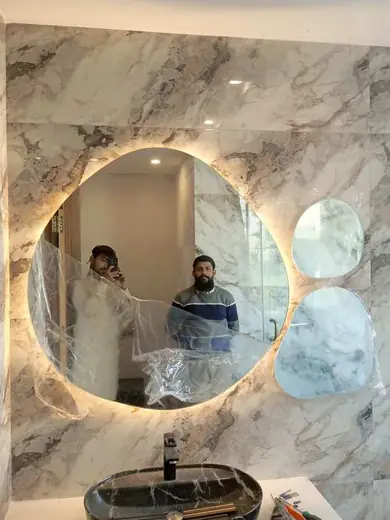 Organic backlit LED mirror bathroom